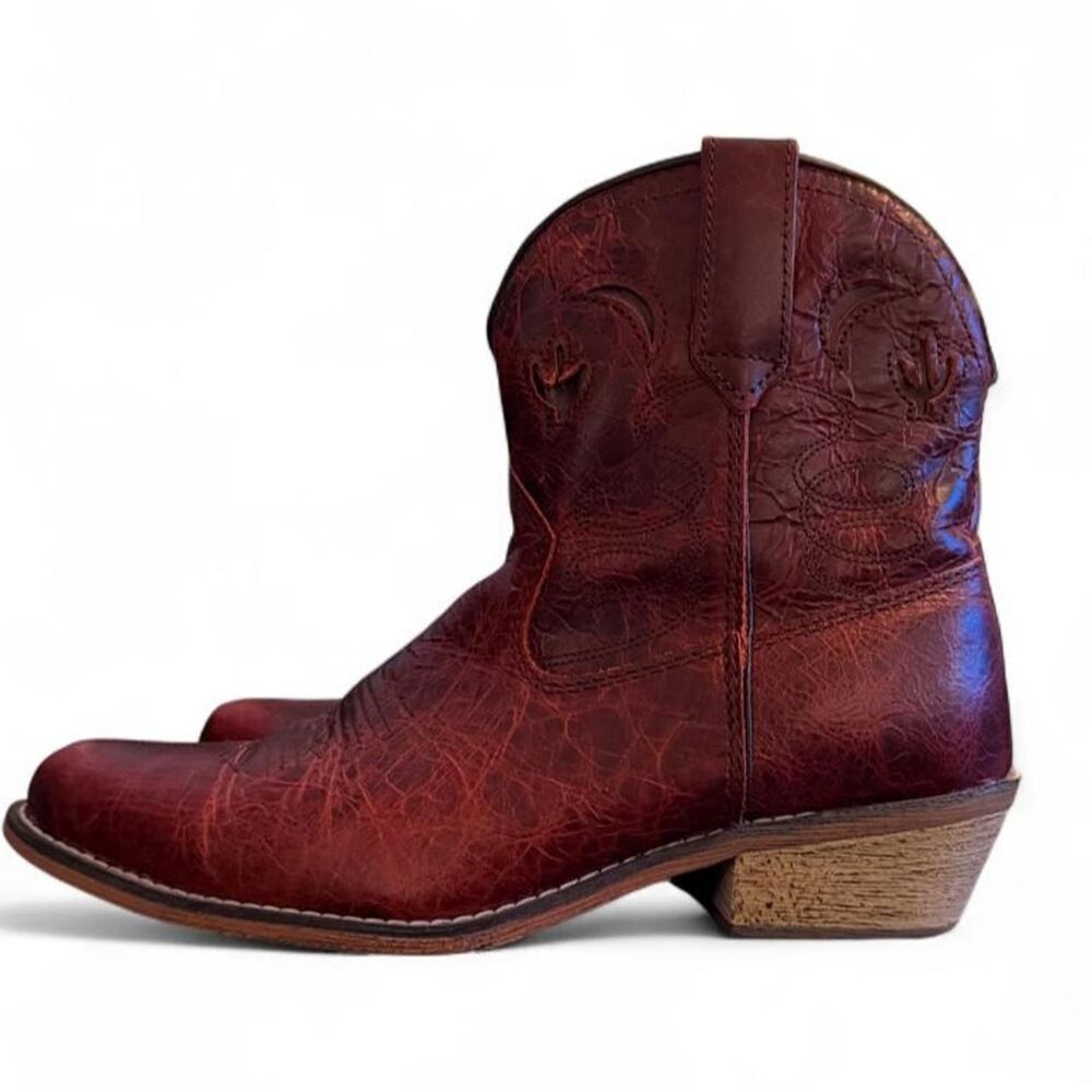 Dingo Adobe Rose Distressed Red Leather Western Ankle Boots Women’s 7.5